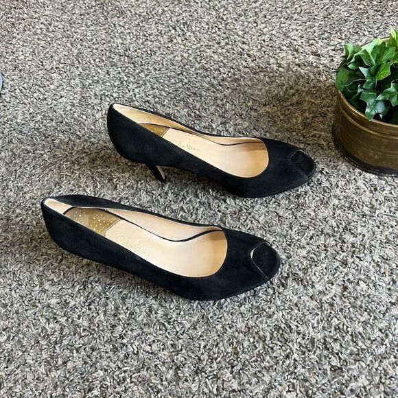 Cole Haan NikeAir Heels Pumps Womens Open Peep Toe Suede Career Business 8.5 B - Picture 3 of 9